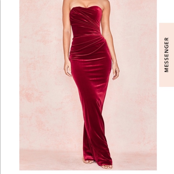 house of cb red velvet dress